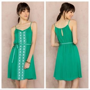 NWT Francesca’s Green Embroidered Galway Dress, size S